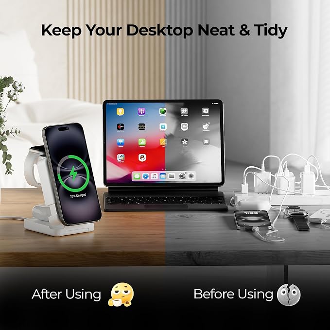 【2025 Upgraded】 Wireless Charger 3 in 1, Foldable Wireless Charging Station - Image 5