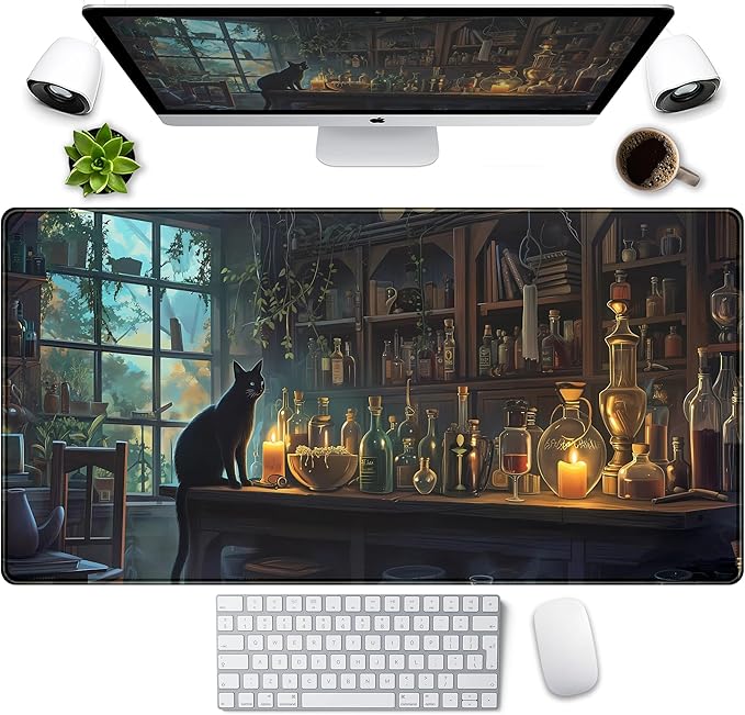 Cute Kawaii Cat Desk Mat XXL Large Gaming Mouse Pad Anime Cats Desk Pad by LuckyCow