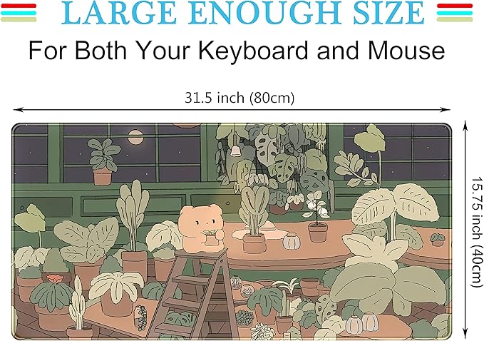 Cute Desk Mat Kawaii Bear Mousepad Cute Anime Plant Desk Protector, Kawai - Image 2
