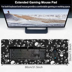 Skull Head Desk Mat, Large Pirate Skull Crossbones Gaming Keyboard Mouse Pad - Image 2