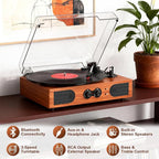 Vinyl Record Player with Walnut Finish, 3-Speed Belt-Drive Turntable with - Image 5