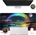 Desk Mat, Rainbow and Full Moon Desk Pad, Beach at Night Large Gaming Mouse Pad by KOAIWPAE