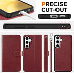 TUCCH Case Wallet for Galaxy S25 Plus, Detachable Wrist Strap RFID Blocking 4 - Image 8