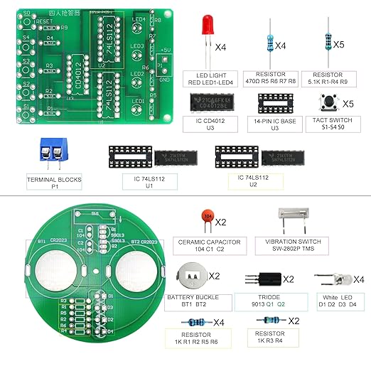Soldering Practice Kit DIY RGB Alarm Clock Green Sound Sensor RGB Gyro Red - Image 3