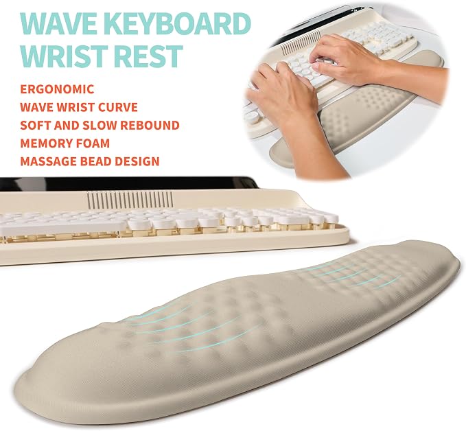 2-in-1 Ergonomic Set, Wave Rise Keyboard Wrist Rest and Massage Bulge Slope - Image 2