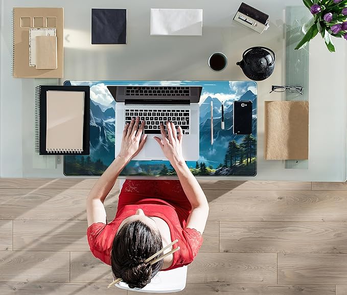 Aesthetic Mountain Vista Desk Mat, Computer Keyboard and Mouse Mat, Desk Pad - Image 4