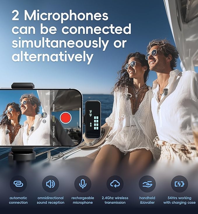 Microphone for iPhone with Charging Case Mini Microphone Wireless Lavalier USB - Image 6