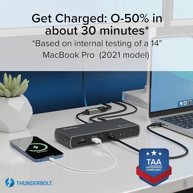 Plugable Thunderbolt 4 Dock for Dual 4K or 8K Display – 100W Charging Docking - Image 3