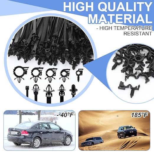 150 pcs Car Wire Loom Routing Clips Push Mount Cable Tie Assortment 10 Sizes - Image 5