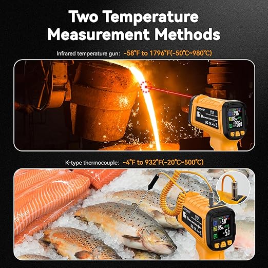 50:1 Infrared Thermometer IR Laser Gun, -58°F to 1796°F, Digital Temperature - Image 5