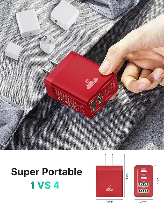 USB C Charger Block 2-Pack, Aiminu 40W 4-Port Fast USB C Charger Cube PD Power - Image 7