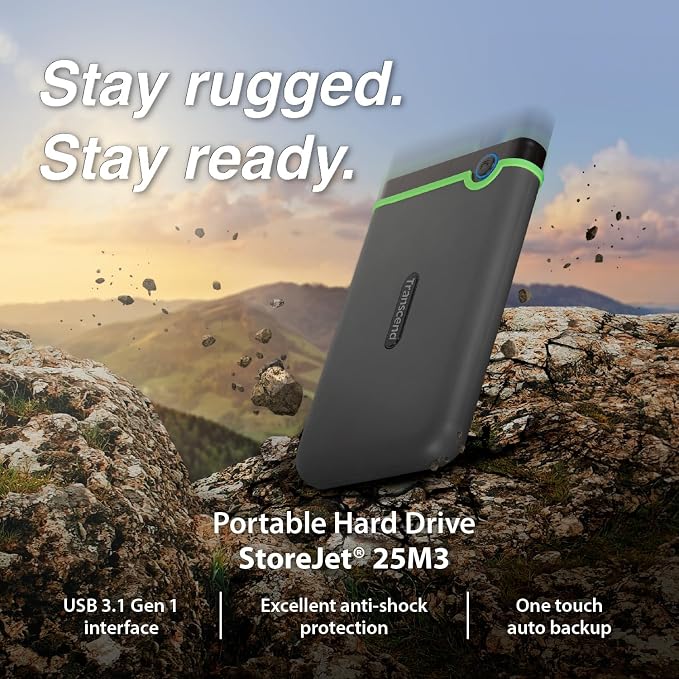 Transcend 2TB USB 3.1 Gen 1 StoreJet 25M3S SJ25M3S Rugged External Hard Drive - Image 3