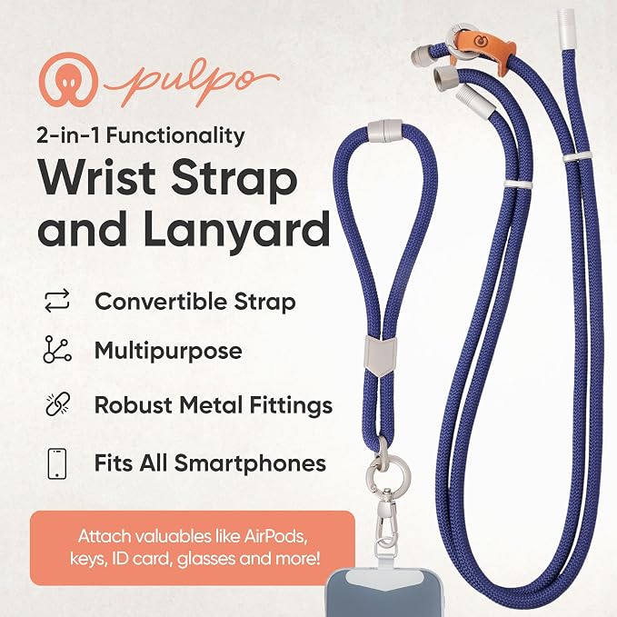 Pulpo 2-in-1 Cell Phone Wrist Strap and Lanyard Navy - Image 2