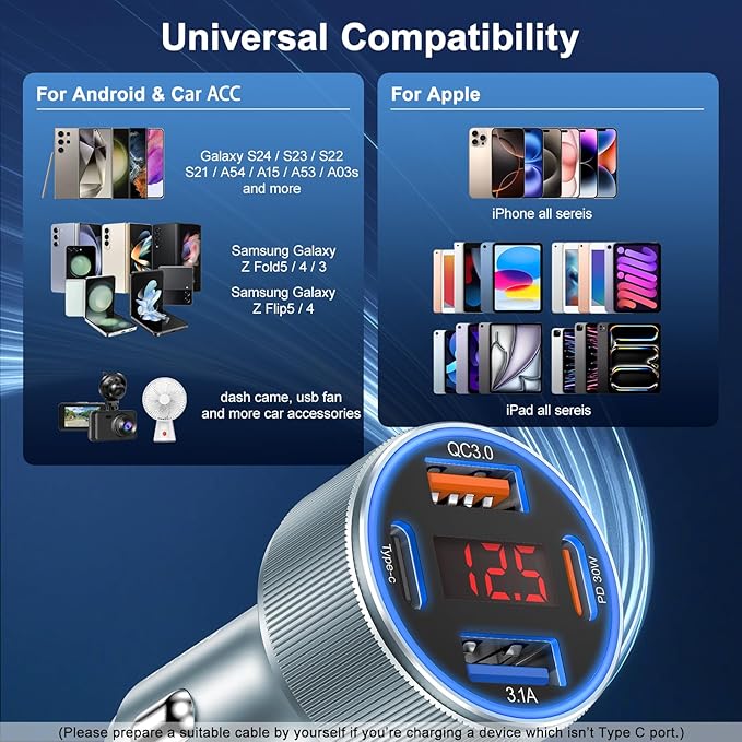 Car Phone Charger for iPhone 16 15, Besgoods USB C Car Charger Adapter 4 Ports - Image 7