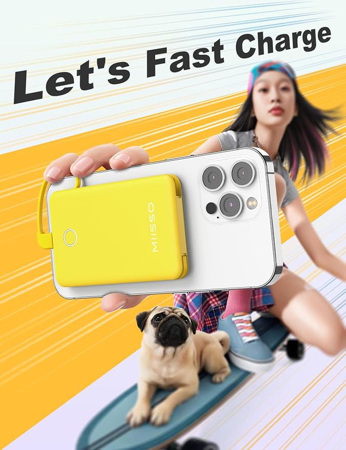 6000mah Ultra Slim Built in Cables Power Bank, Card Size Built in USB C Cords - Image 7