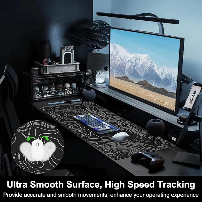 Mouse Pad, Large Mountain Topographic Terrain Map Desk Mat, Extended Non-Slip - Image 5