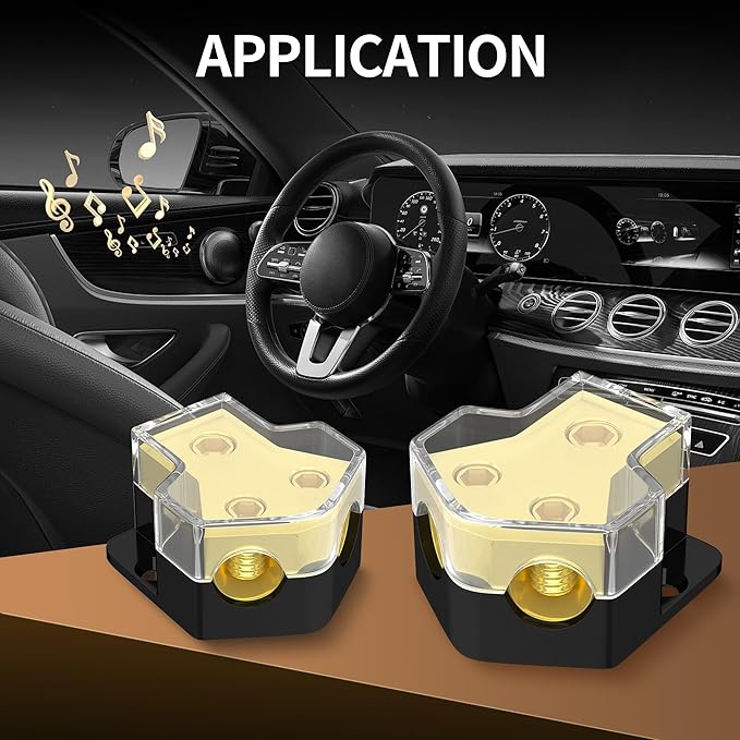 12V Power Distribution Block Car Audio Amp Splitter 2 Way 0/2/4 Gauge in 4/6/8 - Image 6