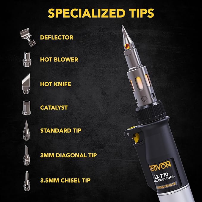 LEXIVON Butane Soldering Iron Multi-Purpose Kit | Cordless Self-Igniting - Image 3