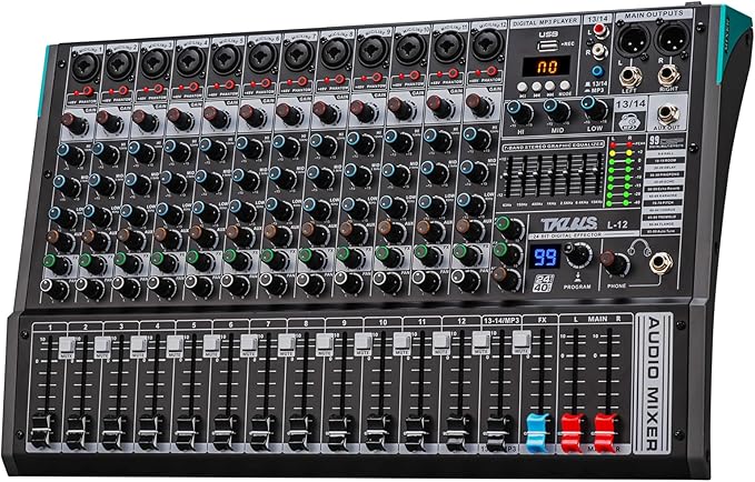 12 Channel Live Sound Audio Mixer, Mixing Console by TKLBLS
