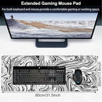 Black and White Marble Desk Mat, Large Abstract Marble Texture Gaming Keyboard - Image 2