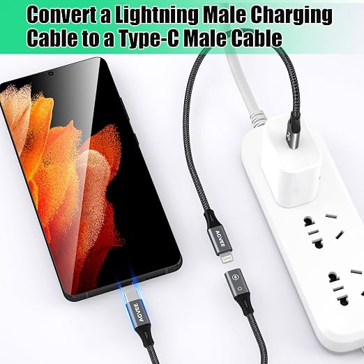 AGVEE 2 Pack 4 inch Lightning Female to USB C Male PD Adapter, 27W Fast Charger - Image 3