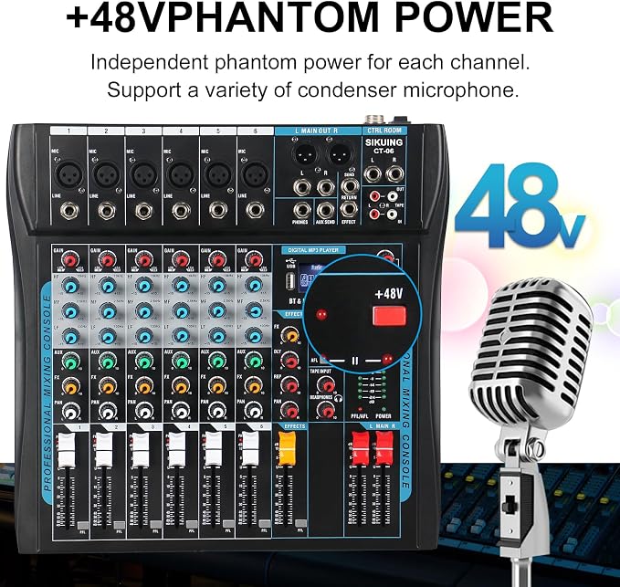 Audio Mixer, 6 Channel Board Mixer - Image 8