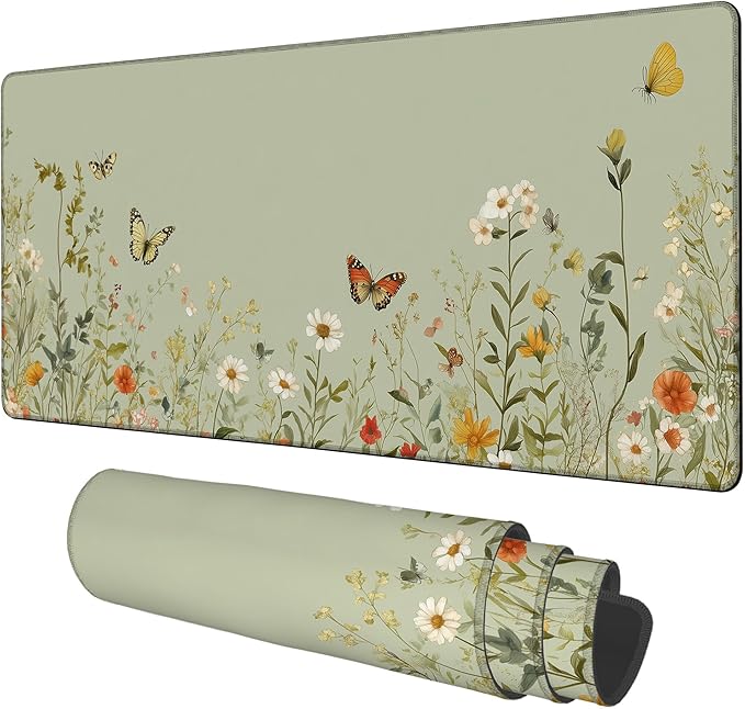 Large Mouse Pad Wildflowers Gaming Desk Pad Computer Keyboard Non-Slip by Unknown