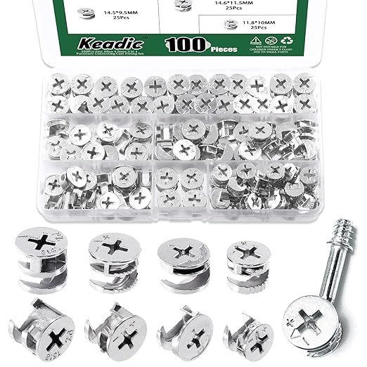 Keadic 100 Pcs 4 Sizes Cam Locks by Keadic