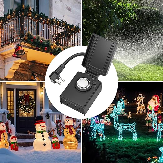 BN-LINK 24 Hour Heavy Duty Mechanical Timer, Outdoor Timer Outlet Waterproof - Image 9