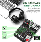 Audio Mixer 6 Channel Sound Mixer Console, Professional Music Mixing Board DJ - Image 4
