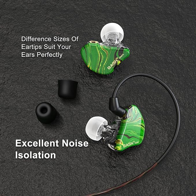 BASN MMCX in-Ear Monitors with Sound Isolation, Triple Driver Musicians HiFi - Image 3