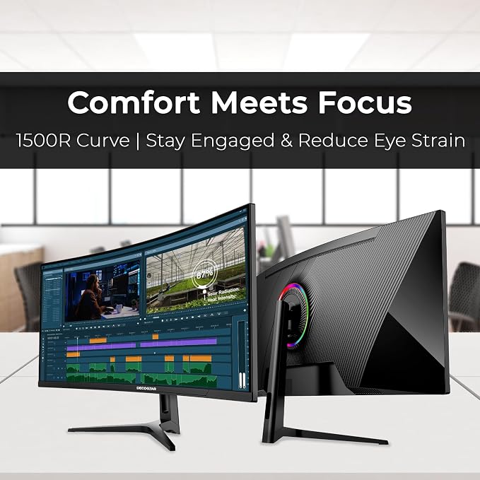 Deco Gear 34” Curved Ultrawide Business Monitor | 3440x1440, 99% sRGB | - Image 4