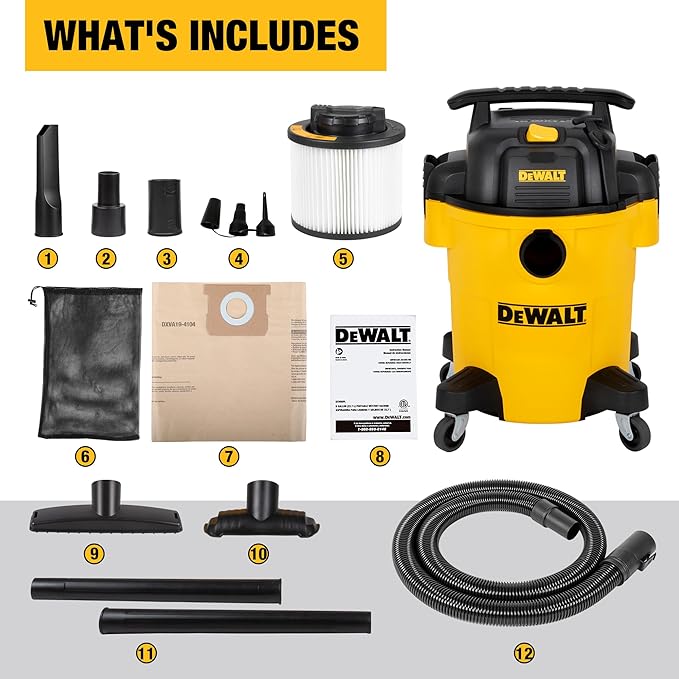DEWALT Shop Vacuum 6 Gallon 4HP Poly Wet Dry Vacuum Ultimate Cleaning Solution - Image 7