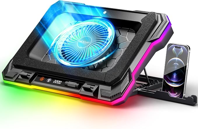 Laptop Cooling Pad Powerful Turbo Fan RGB Gaming Notebook Cooler, Moojay Laptop by MOOJAY