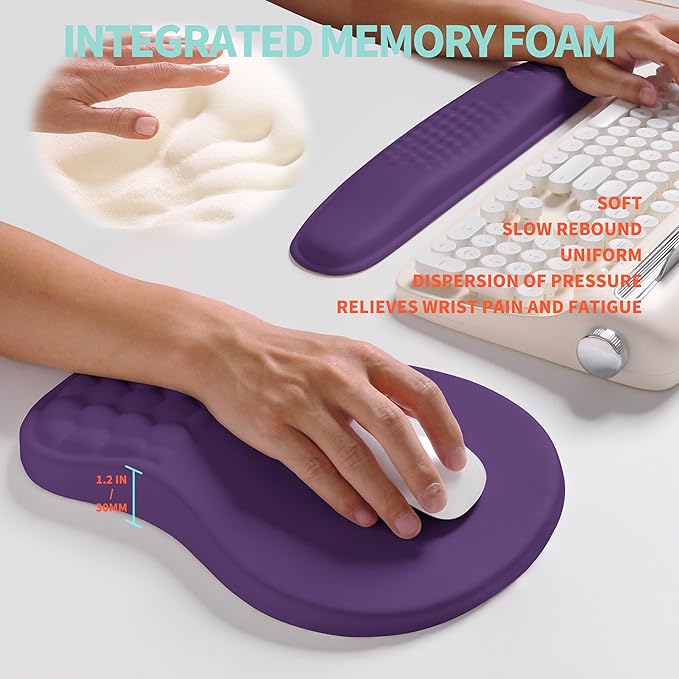 2-in-1 Ergonomic Set, Wave Rise Keyboard Wrist Rest and Massage Bulge Slope - Image 4