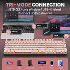 EWEADN V20 Typewriter Keyboard Wireless, 104 Keys Typewriter Style Mechanical - Image 3