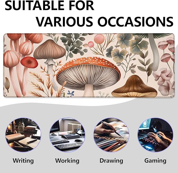 Botanical Mushroom Large Mouse Pad, Gaming Mouse Pad, Keyboard Mat, Non-Slip - Image 2