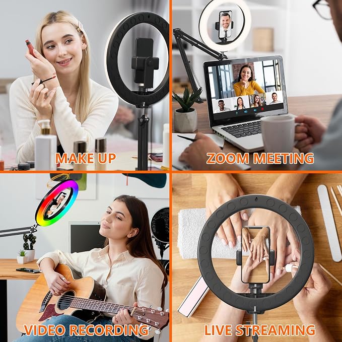 Overhead Phone Mount with Ring Light, 10’’ LED Selfie Light - Image 7