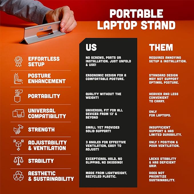 Steepy Laptop Stand for Desk – Adjustable Height, Foldable & Portable Laptop - Image 2