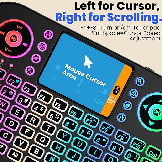 Mini Keyboard with Touchpad-2.4GHz & Bluetooth Dual-Mode, 7-Color Backlight - Image 6