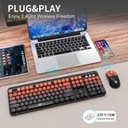 Wireless Keyboard and Mouse Combo, 104 Round Keys Cute Colorful Keyboard and - Image 2