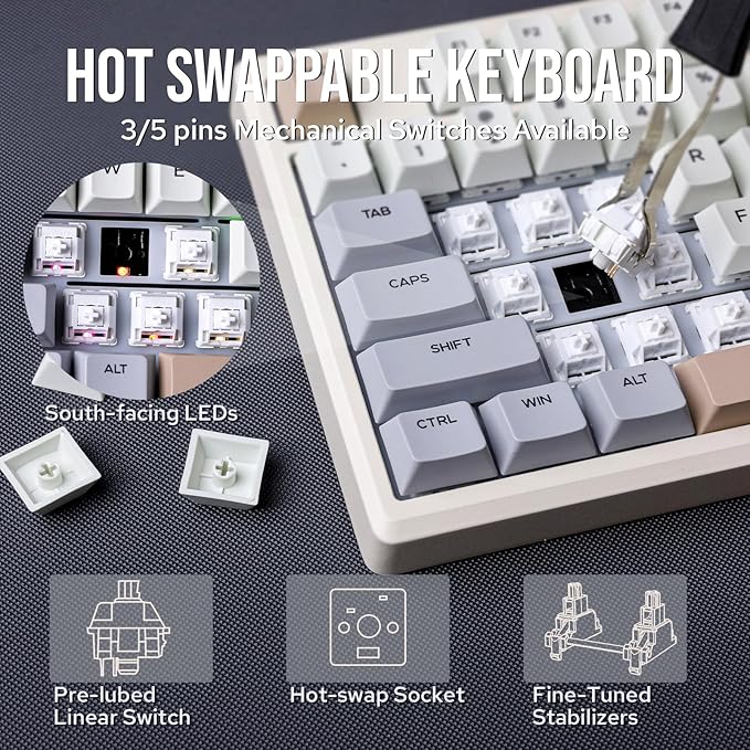 EPOMAKER Galaxy100 QMK/VIA Wireless Gaming Keyboard, Aluminum Shell, - Image 6