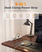 Desk Clamp Power Strip 10 Ft, TESSAN 2100J Surge Protector Desk Charging Station - Image 2