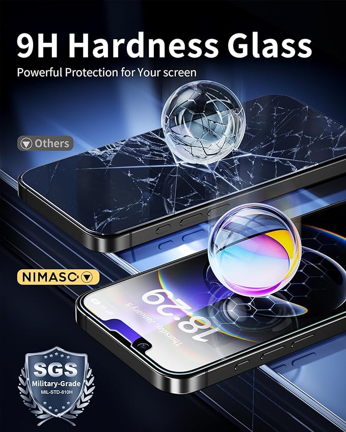 NIMASO for iPhone 16e/13 Pro/13/14 Screen Protector, 2 Pack Anti Blue Light - Image 6