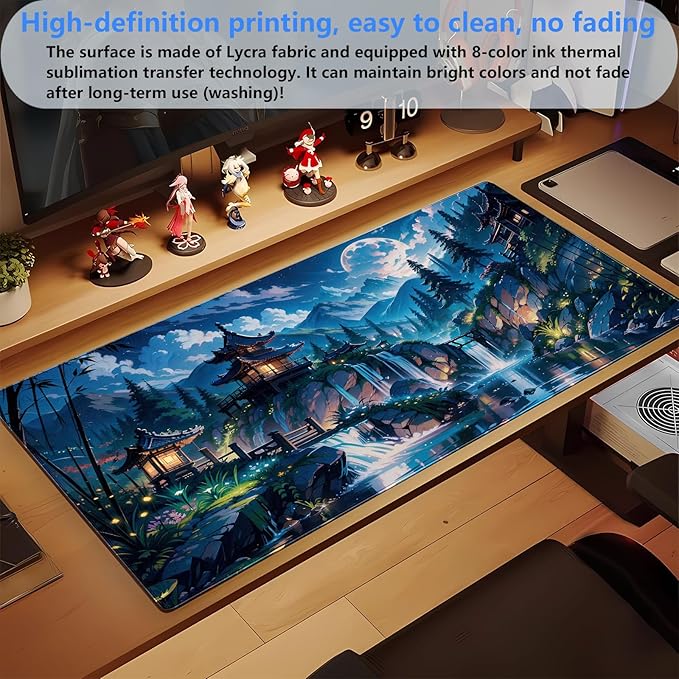 Cloud and Moon Forest Design Extra-Large Gaming Desk Mat XL Extended Keyboard - Image 5
