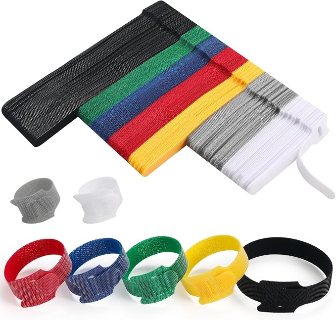 200 PCS Cable Ties Reusable 4+6+8inch Multi-Colour Cord Organizer by VZZNN