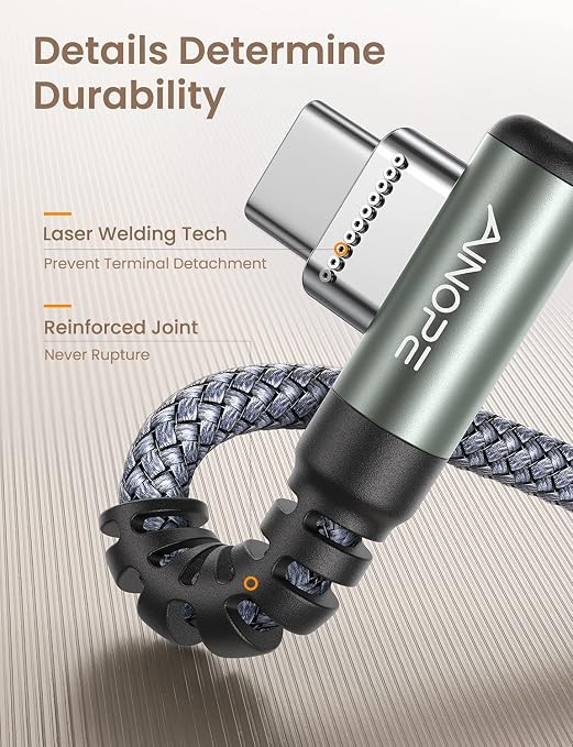 AINOPE USB to USB C Cable 3.1A Type C Charger Fast Charging, Right Angle USB to - Image 6