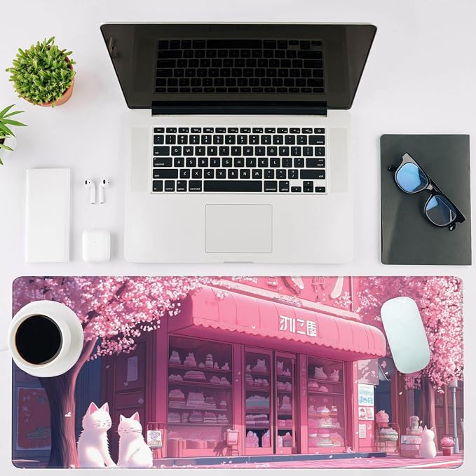 Mouse Pad Large Cake Shop and White Cats Non-Slip Gaming Desk Mat - Image 2