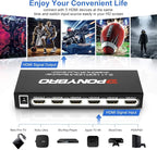 HDMI 2.0 Switch 5 Port 4K@60Hz Auto-Switching – 5 in 1 Out - Image 2