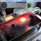 Red and Black Mouse Pad Japanese Desk Mat Gaming Mousepad Extended Large Mouse - Image 3